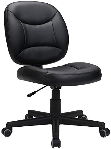 LasVillas Ergonomic PU Leather Mid Back Executive Office Chair with Adjustable Height, Computer Chair Desk Chair Task Chair Swivel Chair Guest Chair Reception Chairs (Black)