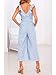 Miessial Women's High Waist Wide Leg Jumpsuit V Neck Sleeveless Jumpsuit Rompers with Pockets Light Blue 4/6