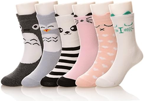SDBING 6-Pack Unisex Baby Girls Socks Toddler Kid Cartoon Animal Knee High Socks
