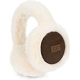 C.C Soft Winter Warm Adjustable Headband Ear Warmer Earmuffs, Smooth Furry Camel/Ivory