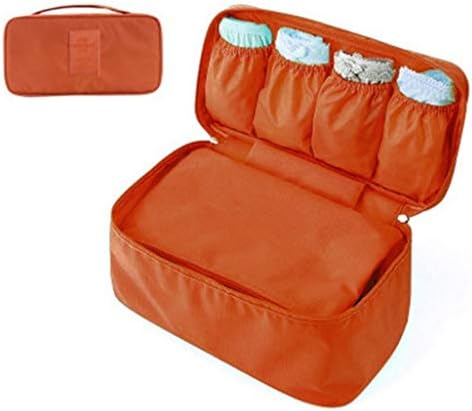 PAXLee Closet Bra Underwear Organizer Waterproof Travel Packing Toiletry Makeup Bag Fashion Portable Multi-Functional Travel Organizer Cosmetic Luggage Storage Case Bra Underwear Pouch (Orange)