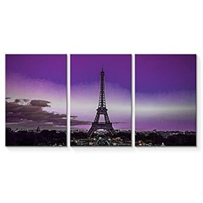3 Piece Canvas Wall Art for Living Room Bedroom Home Artwork The Eiffel Tower Paintings Ready to Hang - 16"x24" x 3 Panels