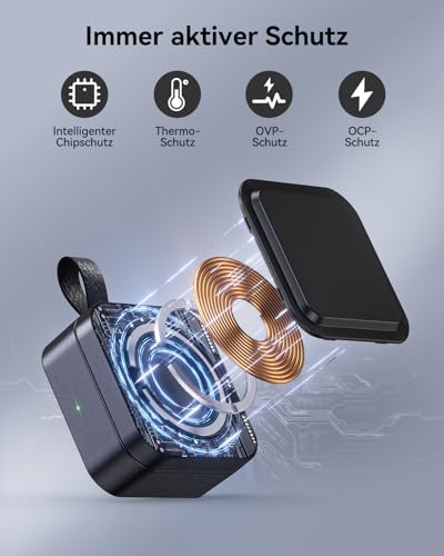 3-in-1 Charging Station for Apple, Magnetic Foldable Wireless Charger with Mag-Safe for iPhone 17e/17/16/15/14/13/12/Air Series, Apple Watch & AirPods Pro/4/3/2 with Quick Adapter