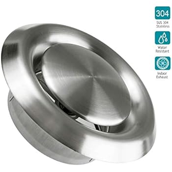 Stainless Steel Vents, HG POWER Round Stainless Steel Wall Cover Air Vents Bull Nosed External Extractor Outlet Vents (6inch)