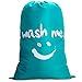 IHOMAGIC Laundry Bags Large 120L Foldable Storage Travel Bag with Drawstring Washable by Hand Dirty Clothes Bags for Home Dormitory Travel Bag Smile Fabric Bag Blanket Quilt Bag, Blue