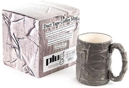 Silver DUCT TAPE Mug Coffee Cup, Mr. Fix It DIY Man Gift by Plug