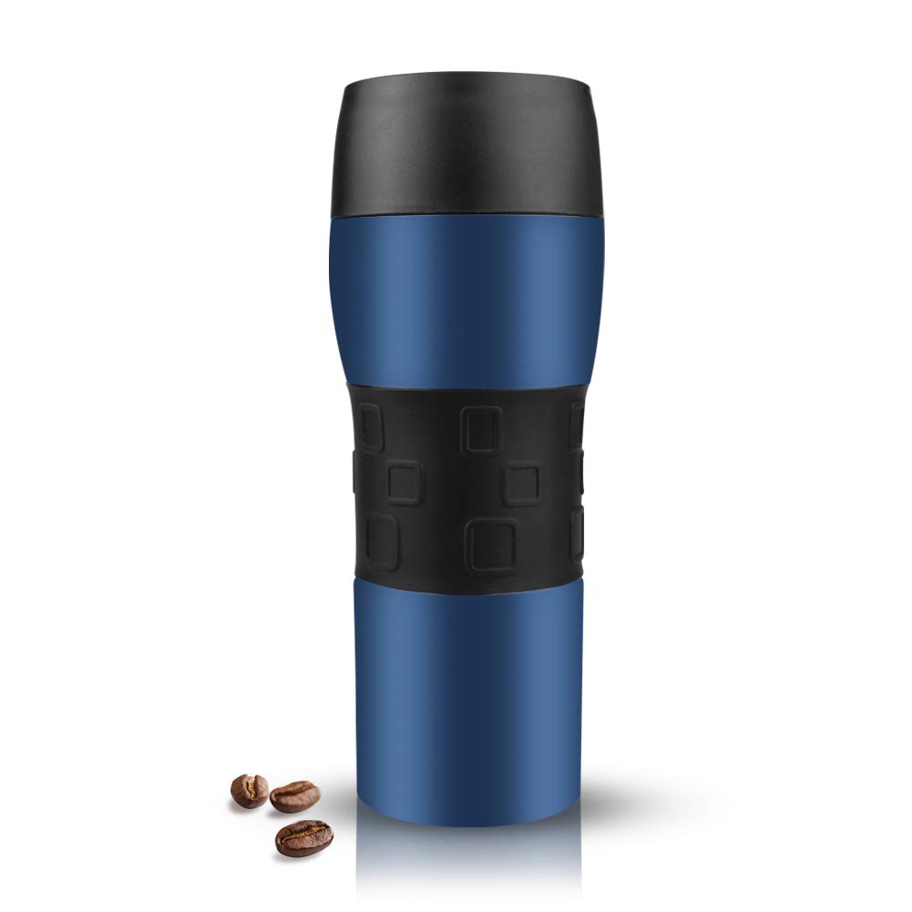Opard 12oz Travel Mug Spill Poof Leakproof Stainless Steel Double Wall Vacuum Insulated Thermal Coffee Mug with 360°Drinkable Lid, Work for Hot & Cold Beverage (Blue)
