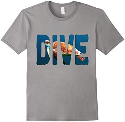 Men's Scuba Diving: Diver Deep Swim t-shirt Turtle Small Slate
