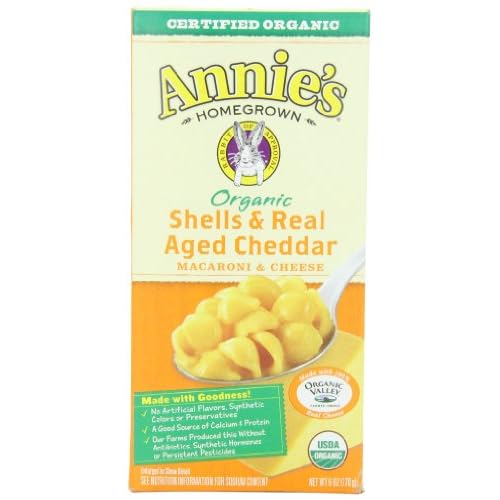 Annie's Homegrown Shells & Real Aged Cheddar Mac & Cheese, 6-Ounce Boxes (Pack of 12) image