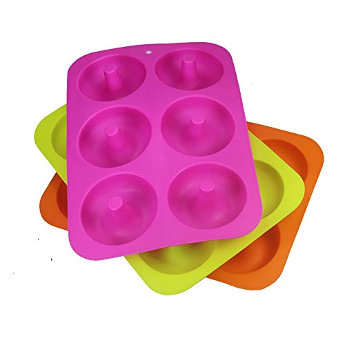 Donut Baking Pan Silicone Donut Molds 6-Cavity Non-Stick Safe Baking Tray Maker Pan Heat Resistance for Cake Biscuit Bagels Muffins