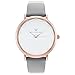 WRISTOLOGY Olivia Womens Watch Scallop Rose Gold Boyfriend Ladies Grey Leather Strap Band