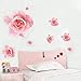 Sunward Fashion Wall Sticker 3D Pink Rose Flower Removable Home Decor Decal Vinyl