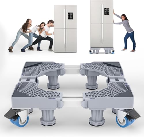 Besswin Base para Lavadora, Base Móvil Universal con 8 Patas Fuerte y 4 Ruedas Doble, Base para Refrigerador Multifuncional Portátil de Ajustable 46-70cm),Soporte Para Refrigerador,Lavadora y Secadora