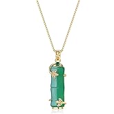 Jade Crystal Necklace with 18K Gold Plated Jade Pendants for Women