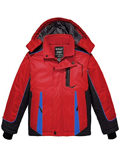 Wantdo Boys Waterproof Ski Jacket Insulation Winter Coat Outdoor Outwear Red,4-5