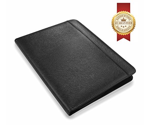 Knodel Zippered Portfolio, Professional Business Binder, Resume and Interview Document Organizer, PU Leather Padfolio with 10.1-inch Tablet Sleeve and Writing Pad (Black) - Thumbnail 6