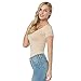 CINDYLOVER Women's Bamboo Fiber Tight T-Shirt Casual Undershirt Short Sleeve(Beige,M)