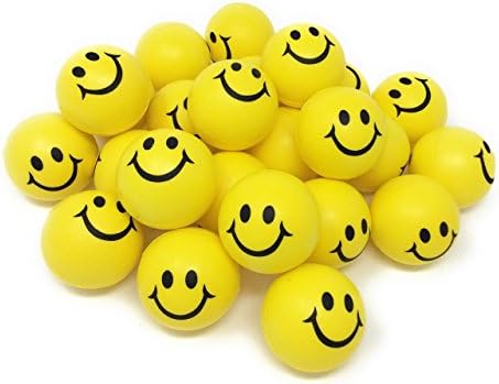 Toy Spout Bulk Lot of 2 Dozen Neon Yellow Smile Funny Face Stress Balls by 2” Smiley Face Stress Balls Pack of 24 – Stress Relief Squeeze Balls Fun Toys Bulk Stress Balls Stocking Stuffer