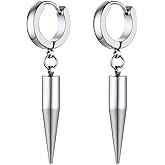 Chunky Hoop Earrings for Men Women, Skull/Infinity Pattern, Spike/Cuban Links 4 Design Options, Black/18K Gold Plated 316L Stainless Steel, Lightweight Earrings, Come Gift Box