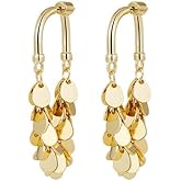 QLUYCKW Long Tassel Dangle Earrings Bohemian Sparkly Fringe Geometric Bar Formal Gold Drop Earrings for Women Charms Boho Holiday Ear Jewelry