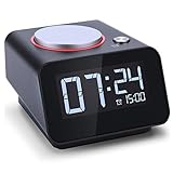Alarm Clock with USB Charger,Dual USB Charging Port for IPhone and Android with Snooze and 4 Dimmable Funtion (Black)