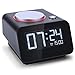 Homtime C1mini-Black Alarm Clock with USB Charger, Dual USB Charging Port Compatible with iPhone and Android with Snooze Funtion and 4 Dimmable, Black (No AC Adapter)