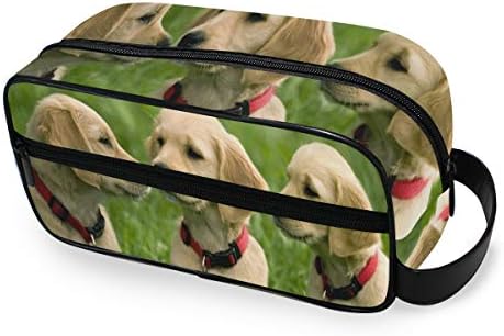 Three Golden Retriever Puppies Dogs Easy Organization Travel Toiletry Bag for Men or Women Excellent Portable Shaving Bag & Toiletries Storage 10 Inches Girls