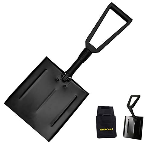 Gracias Camping Folding Shovel with Durable Aluminum Alloy Blade, Lightweight and Portable Sport/Garden Utility Shovel, Suitable for Camping, Backpacking, Gardening, Hiking (Blade 11")