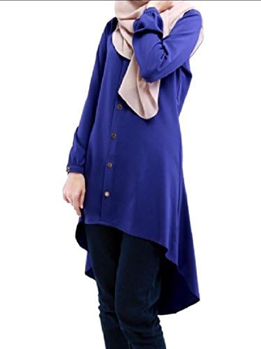 SportsX Womens Oversized Pure Color Islamic Muslim Mid Long Shirt Top