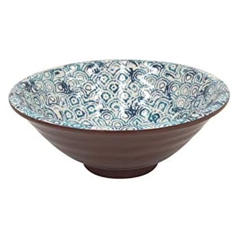 Casafina Stoneware Terracotta Handmade Tile Prints Piastrella Collection Salad Serving Bowl (Low-Small 9.5