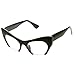 zeroUV Women's High Fashion Semi-Rimless Clear Lens Cat Eye Glasses (Black)