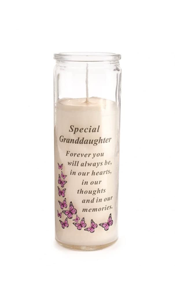 David Fischhoff - Special Granddaughter Glass Jar Memorial Wax Candle with Verse Graveside Grave Ornament