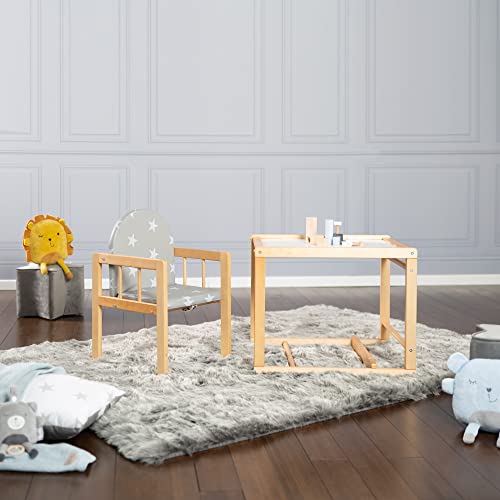 roba Little Stars 7512F190 Combination High Chair with Dining Board Convertible to Table and Chair Natural Wood Seat Padded Film 'Little Stars'