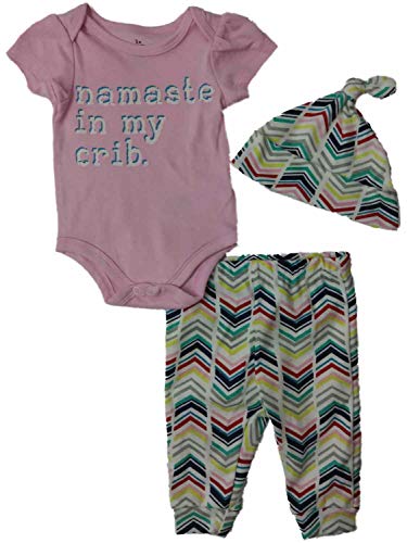 Infant Toddler Girls Namaste in My Crib Bodysuit Beanie & Leggings 3-PC Outfit