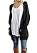 Imily Bela Women's Boho Long Sleeve Open Front Chunky Warm Cardigans Pointelle Pullover Sweater Blouses (X-Large, Black)