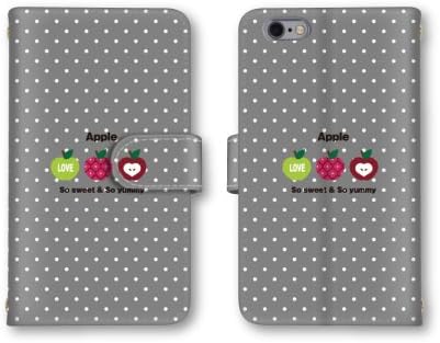 Amazon Co Jp ノーブランド品 Iphone7 Plus スマホケース 手帳型 フルーツ イラスト ドット柄 水玉模様 グレー チャコール 灰色 かわいい おしゃれ 携帯カバー アイフォン7 ケース カメラ