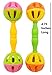 Tropical Chickens Bird Parrot Toys, Enrichment Rattle Bells, Barbell for Conures, Green Cheek, for Smaller Birds Foraging Foot Talon Toy (2X)