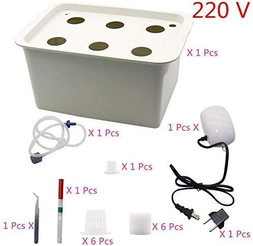TOLOVI 6 Holes Plant Site Hydroponic Garden Pots Planters System Indoor Garden Cabinet Box Grow Kit Bubble Nursery Pots 220V/110V 1 Set