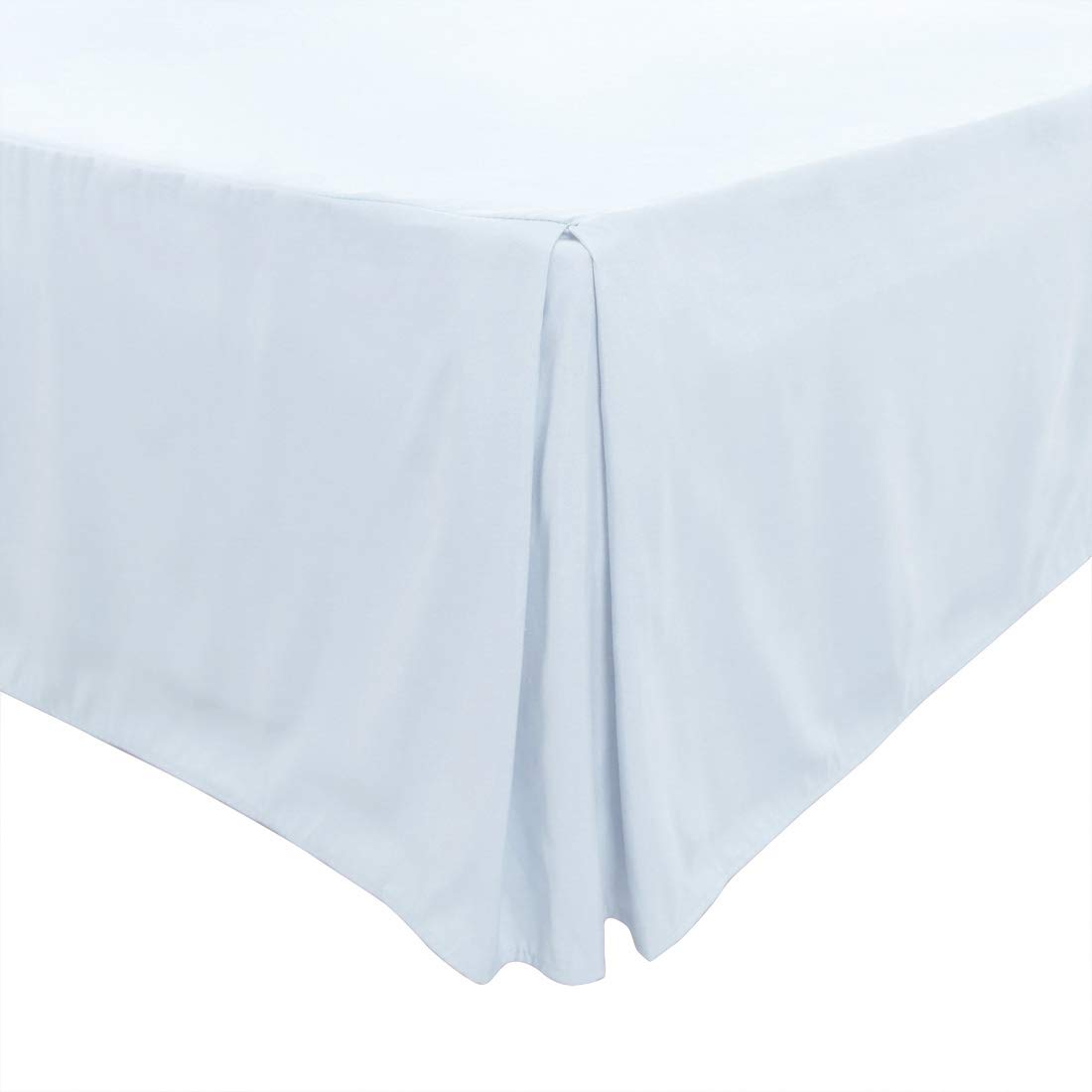 PiccoCasa Pleated Bed Skirt Classic Polyester Dust Ruffled with 14 Inch Drop Pale Blue King