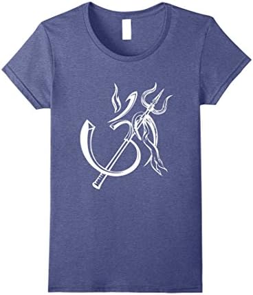 Womens OM-Lord Shiva Divine Spear Trident Trishul T-Shirt Medium Heather Blue