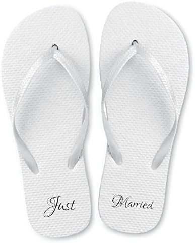 Just Married Wedding Flip Flop Sandals. Perfect for any Beach Wedding or Wedding Favor. Comes in Assorted Sizes of 20 or Individual Sizes. Size X-Large