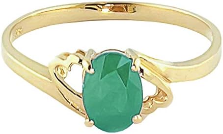 14k Yellow Gold Natural Emerald Ring