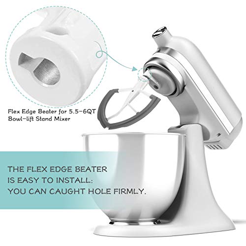 5.5-6 Quart Flex Edge Beater for Kitchenaid mixer attachments Compatible with Kitchenaid Bowl-lift Stand Mixer, Flat Beater Blade with Flexible Silicone Edges