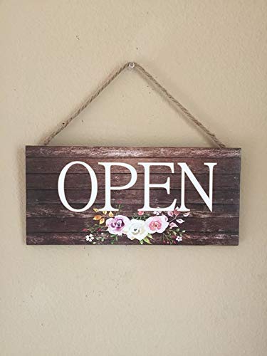 Reversible Open Closed Business Sign, Pretty Boutique Open Closed Sign, Boutique Signage, Rustic, Wooden Door Sign