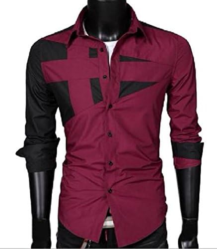 Hoffnung Dress Shirts Sleeves for Men Button Down Twill slub XL Wine red