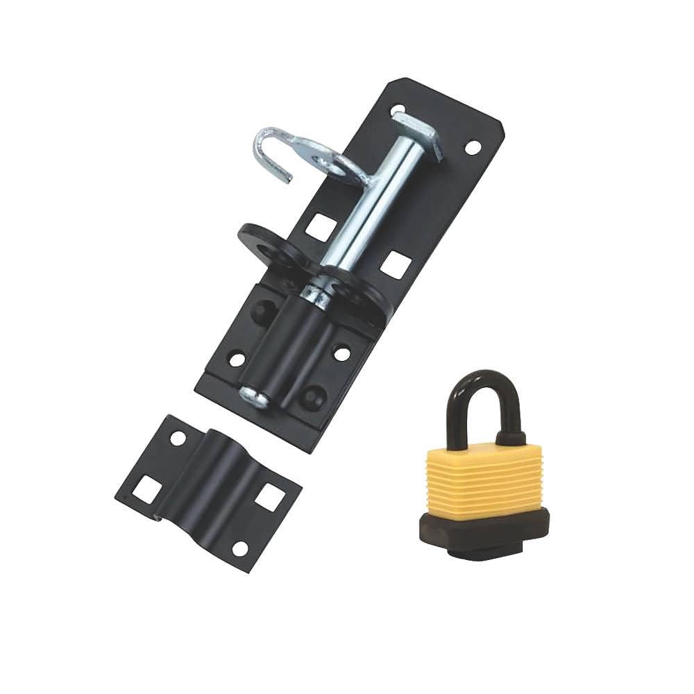 Black Padbolt Gate Kit with Waterproof Padlock