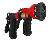 TABOR TOOLS W91A Metal Garden Hose Nozzle Set (2-Piece), 1 Water Pistol Nozzle and 1 Adjustable Shower Head with 7 Spray Patters. Features Grip Trigger Handles and Flow Control Knob.
