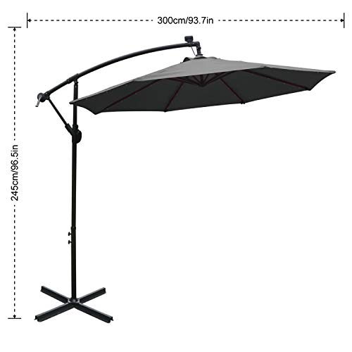 image for ABCCANOPY 10 FT Solar Powered LED Patio Outdoor Umbrella Hanging Umbre