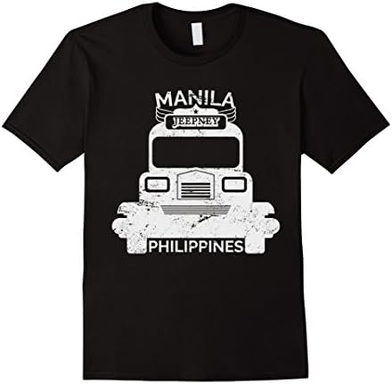 Mens Manila Retro Philippines Jeepney T-Shirt Large Black
