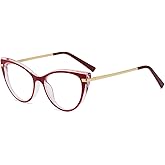 LJCZKA Blue Light Blocking Glasses Women Anti Eye satrain Computer Cat eye Eyeglasses Cateye Clear Frame